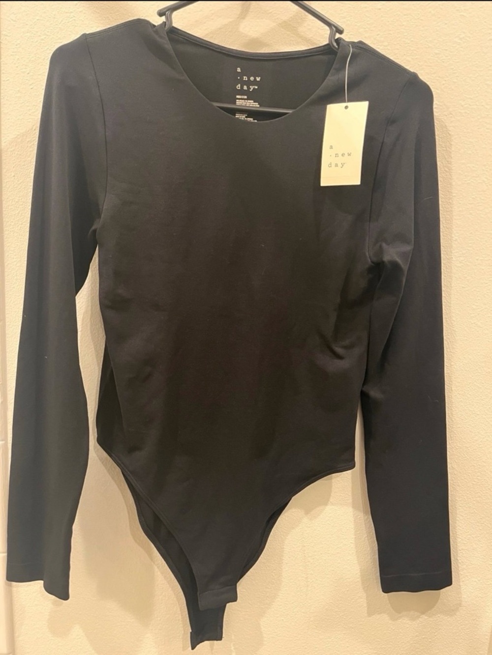 3/$11 a new day Black Long-Sleeve Scoop Neck Bodysuit